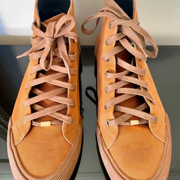 Lanvin Distressed High-Top Canvas Trainers - Picture 9 of 14